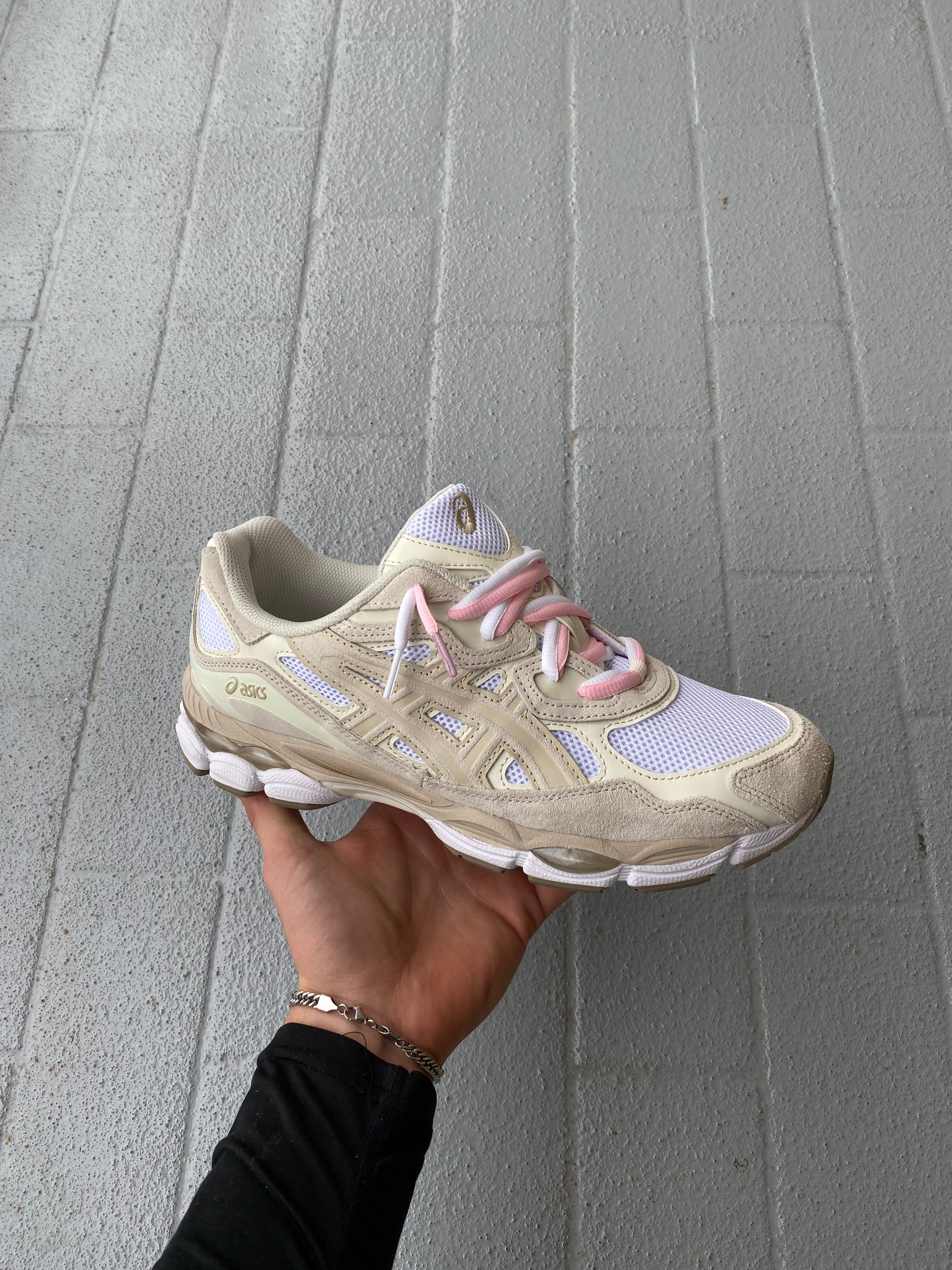 Pink and gray asics best sale