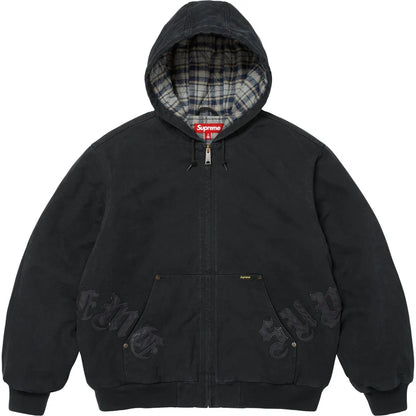 Supreme Leather Applique Hooded Work Jacket Black