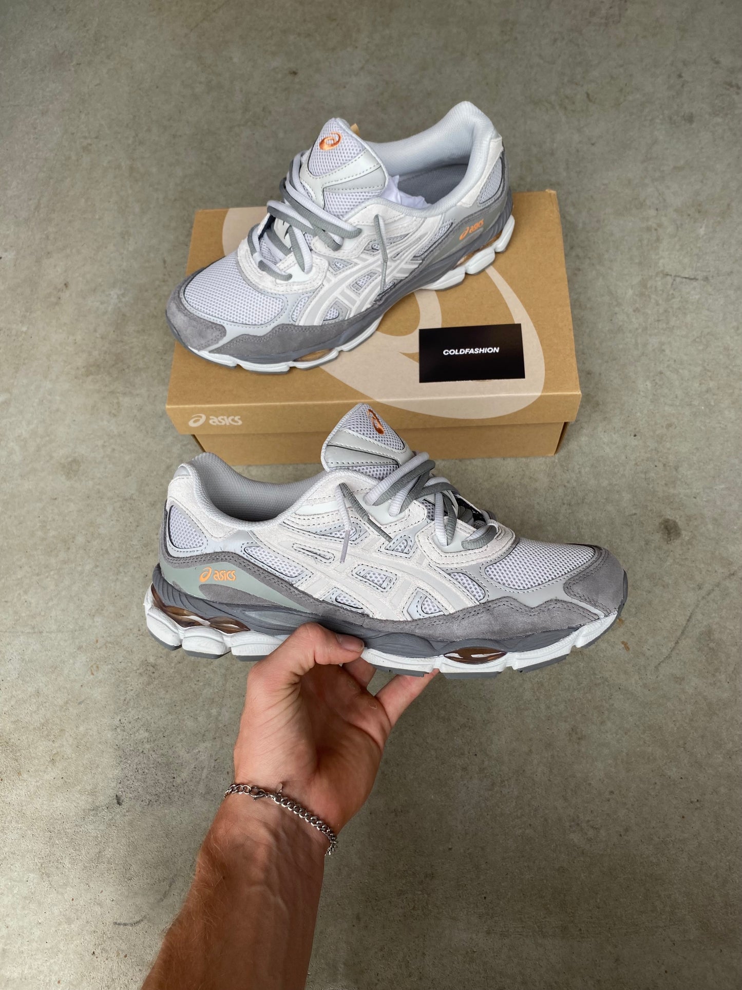 ASICS “cement grey”