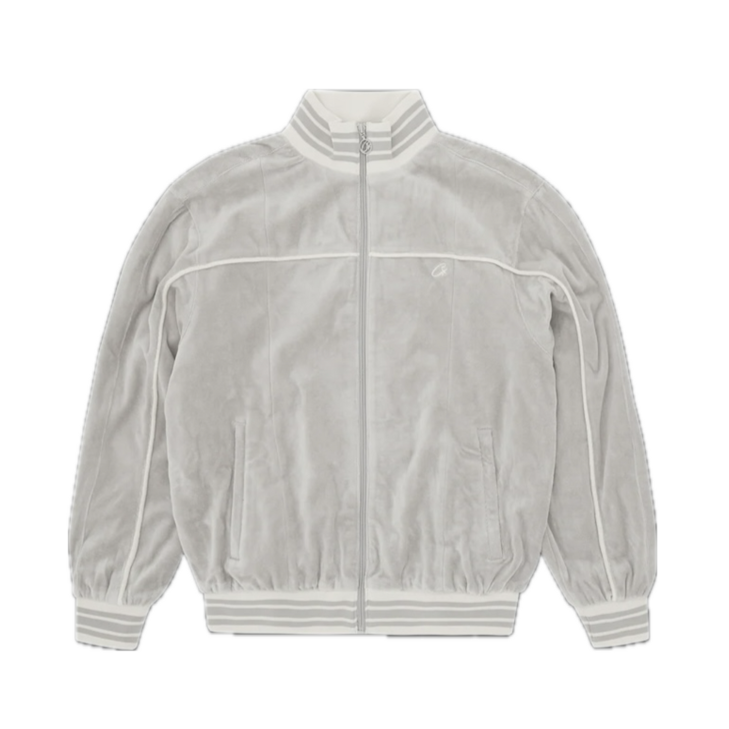 Corteiz Uptown Velour Track Jacket Grey