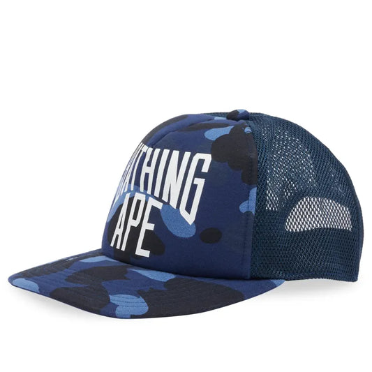 A Bathing Ape Camo NYC Logo Mesh Cap Navy