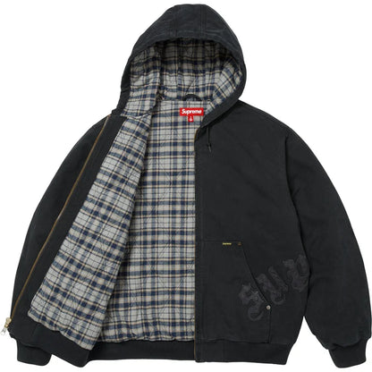 Supreme Leather Applique Hooded Work Jacket Black