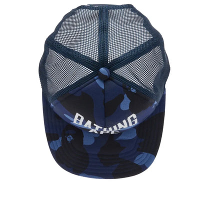 A Bathing Ape Camo NYC Logo Mesh Cap Navy