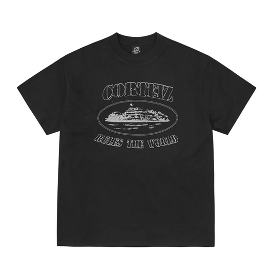 Corteiz reflective acatraz tee triple black
