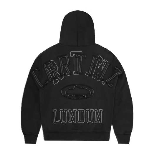 Corteiz Lundun Stitch Zip Hoodie Triple Black