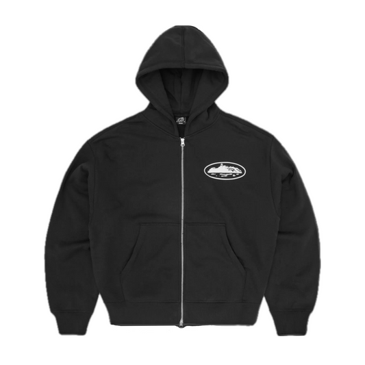 Corteiz Island Puff Print Zip Hoodie Black